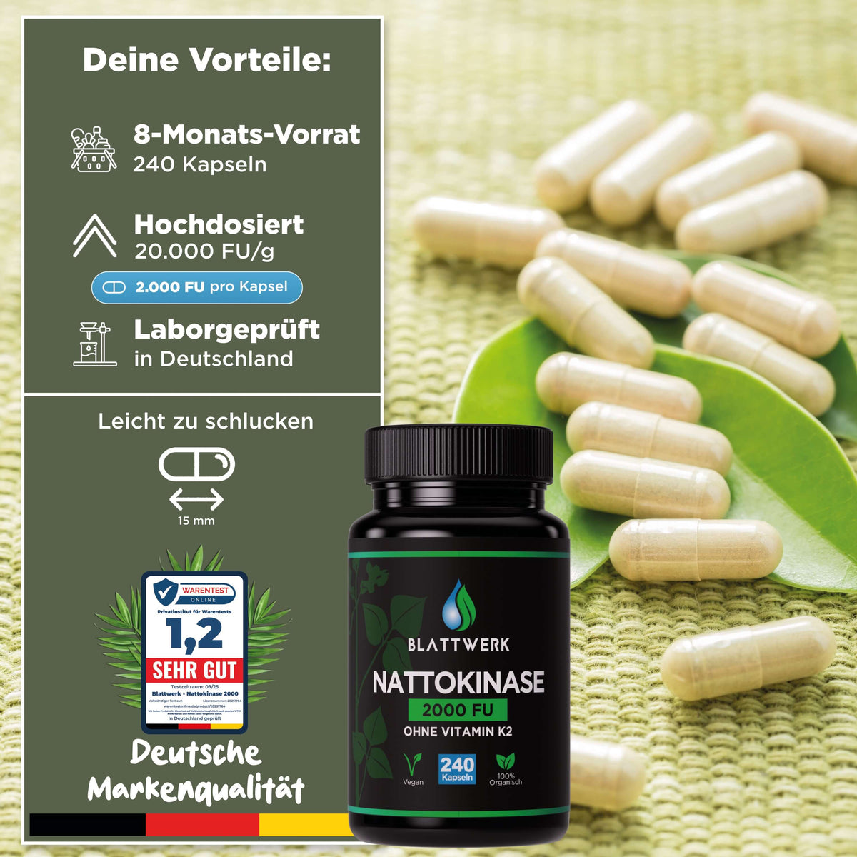 Nattokinase | 20.000 FU/G | 240 Kapseln