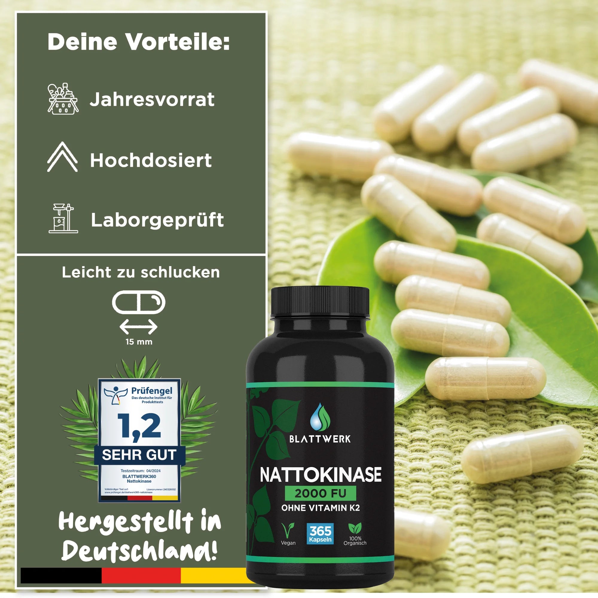 Nattokinase | 2000 FU/G | 365 Kapseln