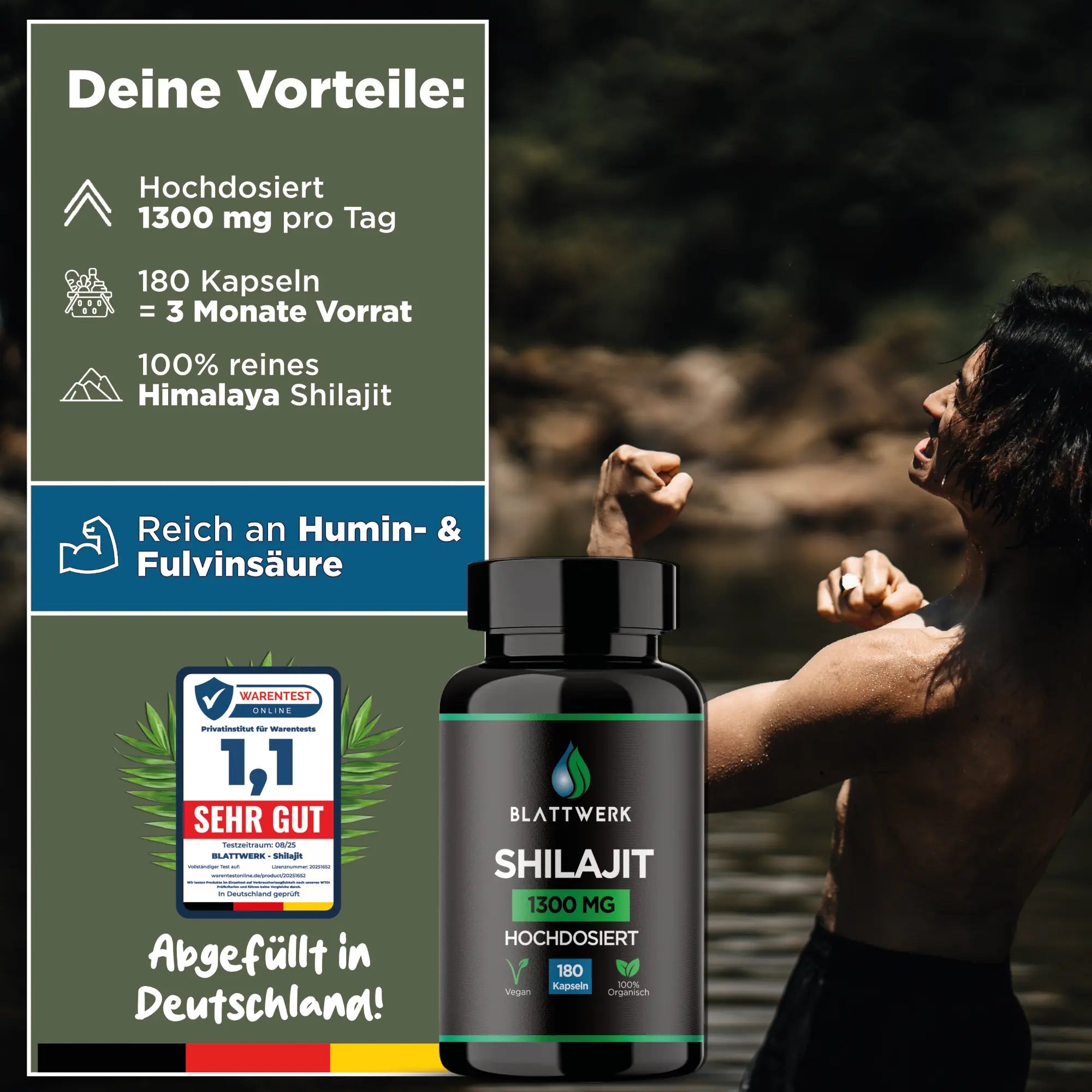 Shilajit Kapseln | 1300mg pro Tagesdosis | 180 Stück