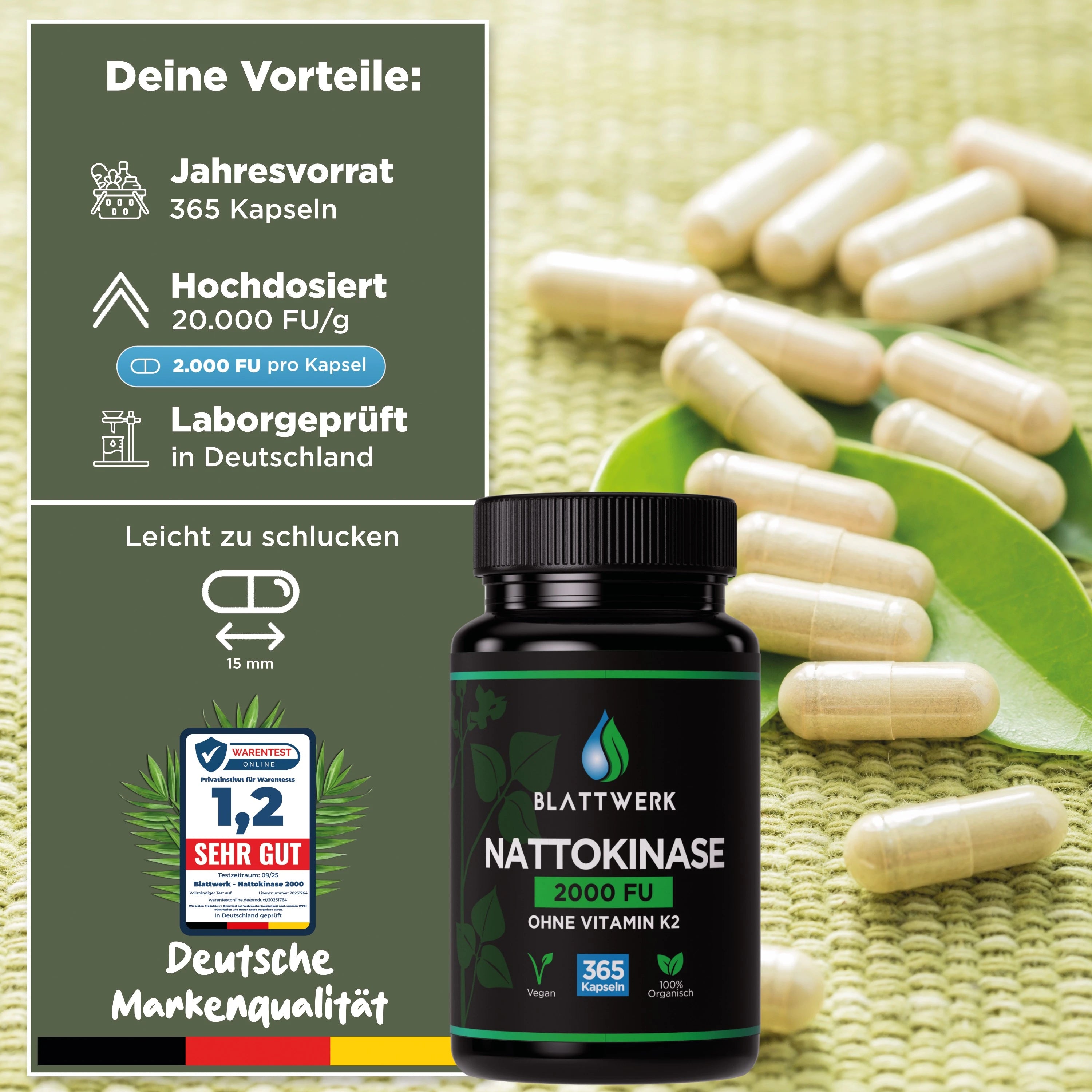 Nattokinase | 20.000 FU/G | 365 Kapseln
