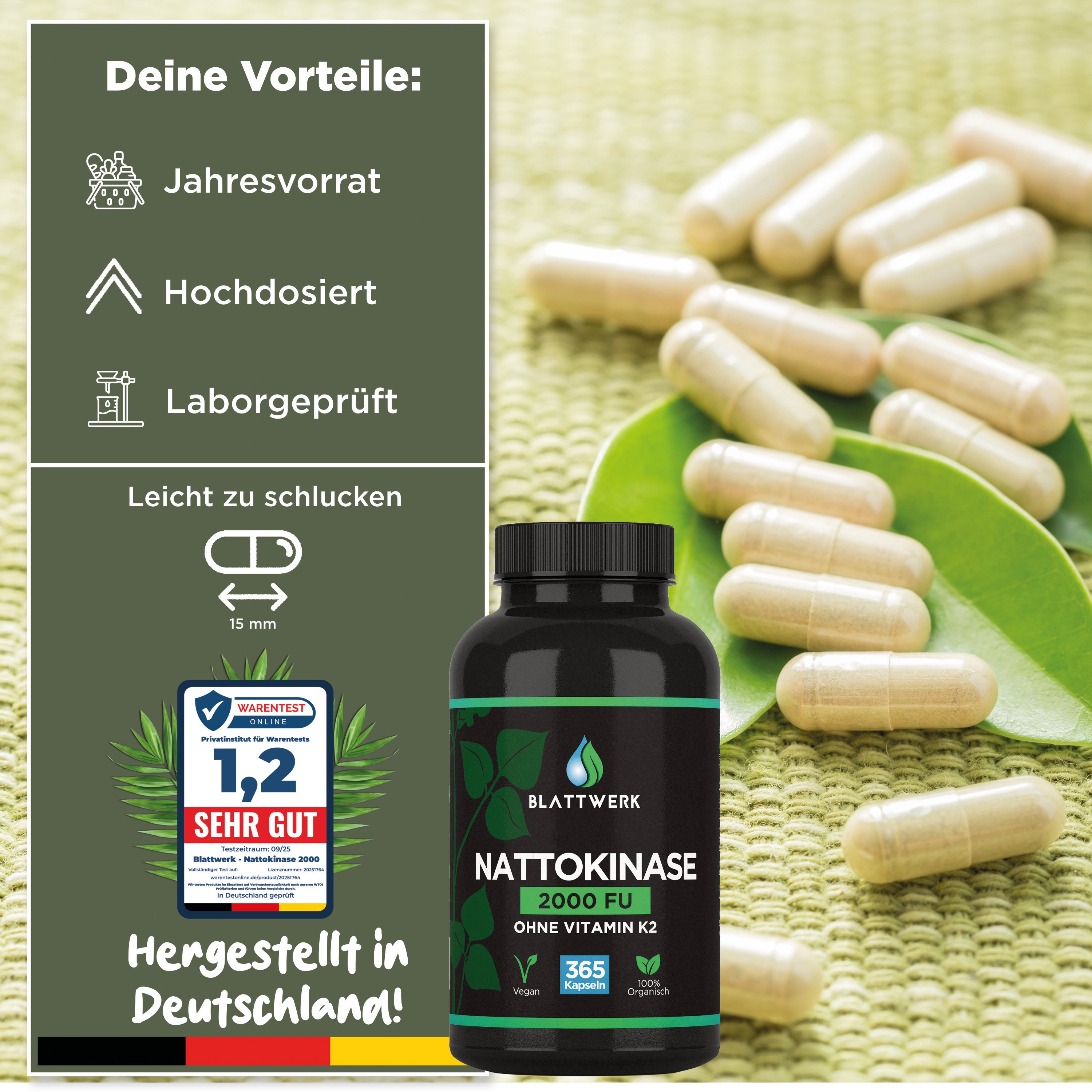 Nattokinase | 20.000 FU/G | 365 Kapseln
